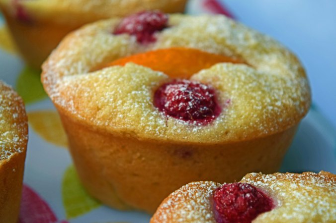 Peach Raspberry Friand closeup