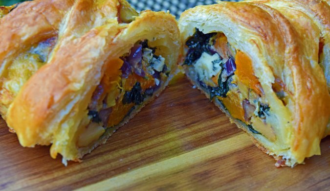 Autumn veg plait slice