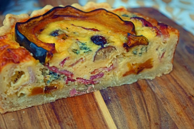 Squash, bacon & Stilton Quiche slice