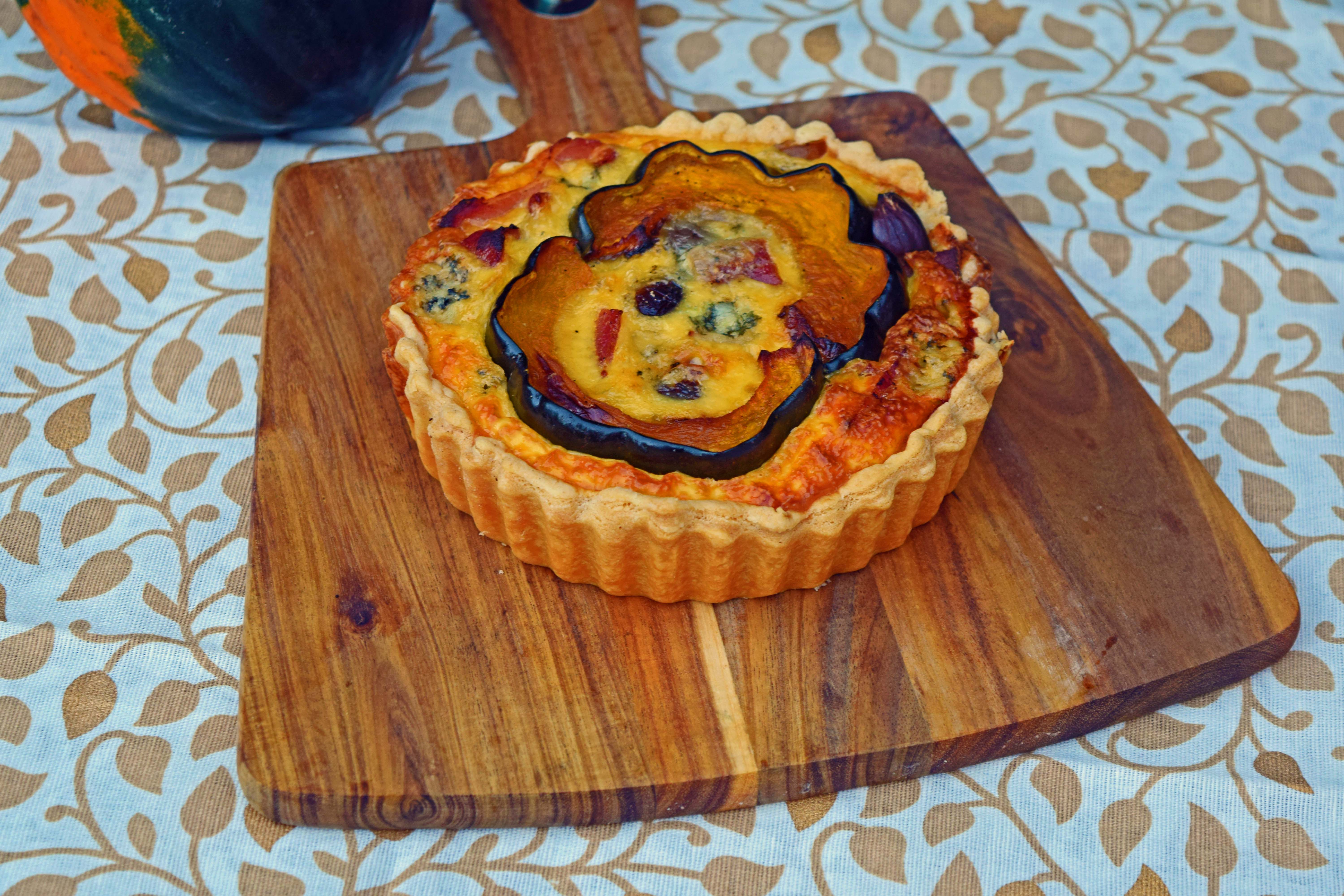Squash, bacon & Stilton Quiche