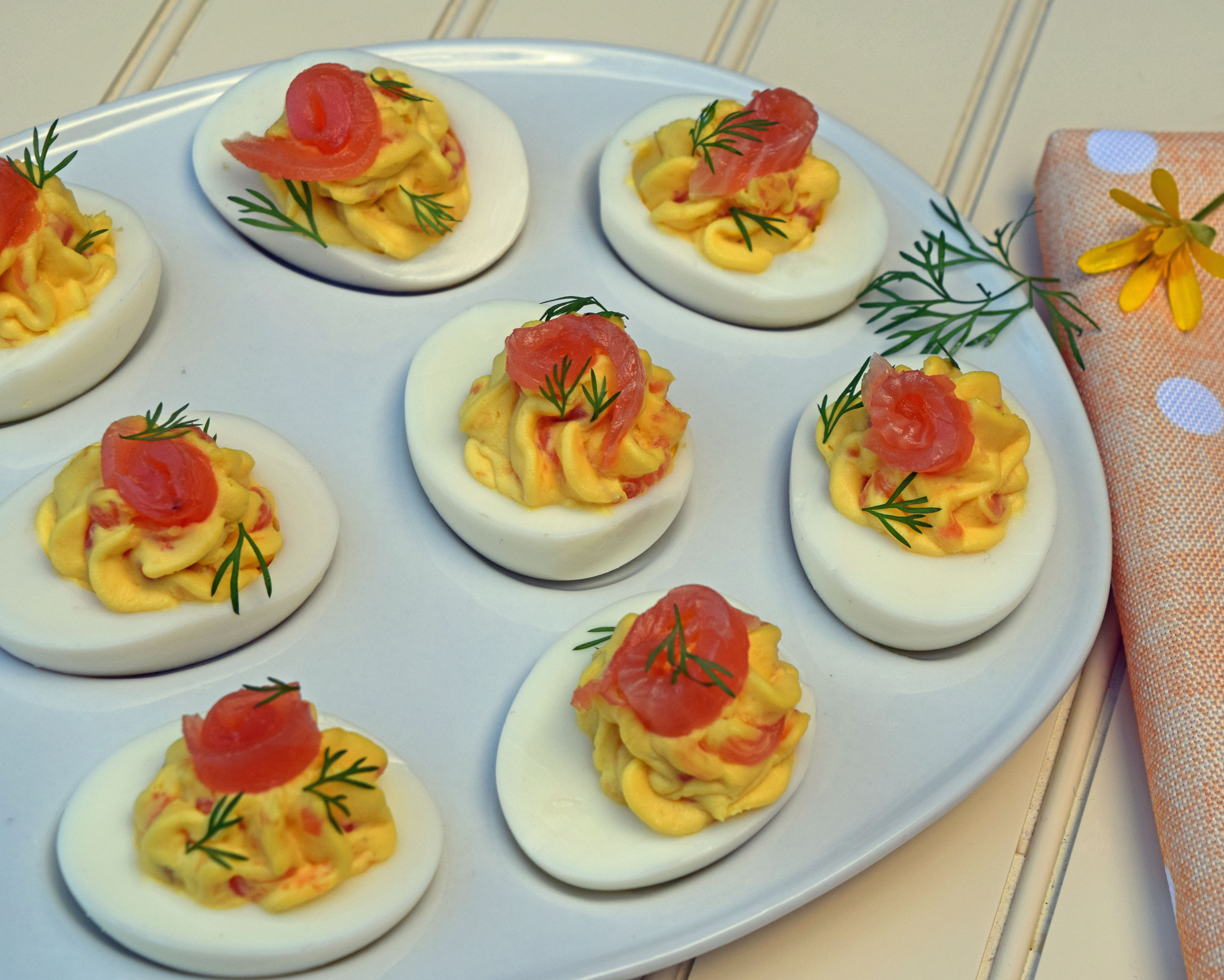 Smoked salmon devilled eggs2