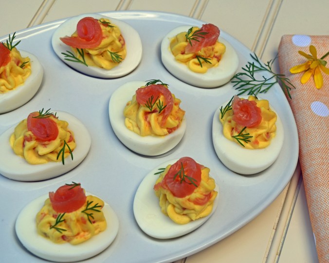 Smoked salmon devilled eggs2